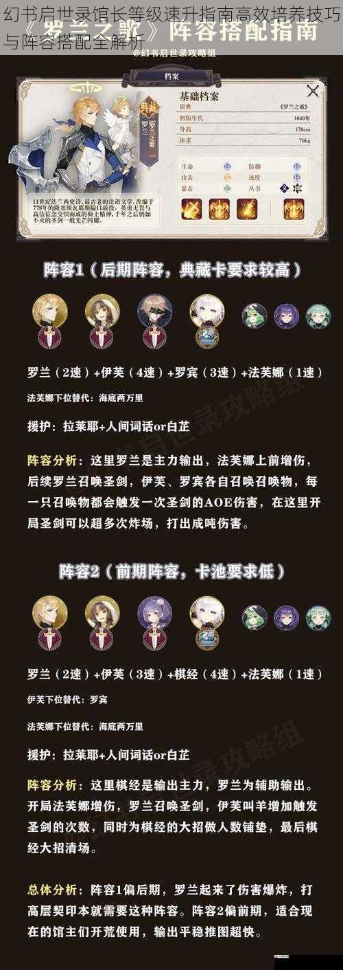 幻书启世录馆长等级速升指南高效培养技巧与阵容搭配全解析