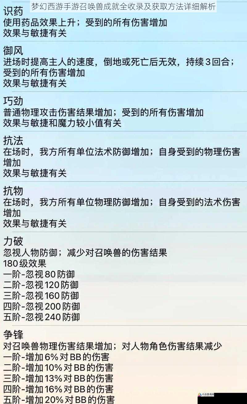 梦幻西游手游召唤兽成就全收录及获取方法详细解析