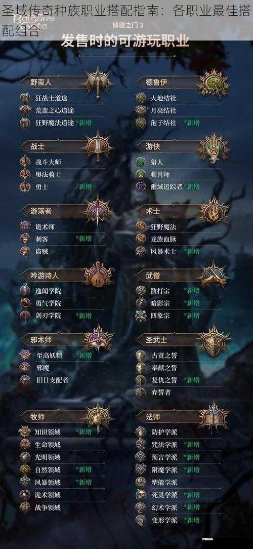 圣域传奇种族职业搭配指南:各职业最佳搭配组合