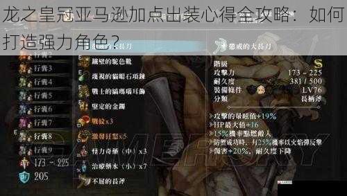 龙之皇冠亚马逊加点出装心得全攻略：如何打造强力角色？