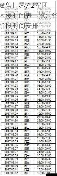 魔兽世界7.2军团入侵时间表一览：各阶段时间安排