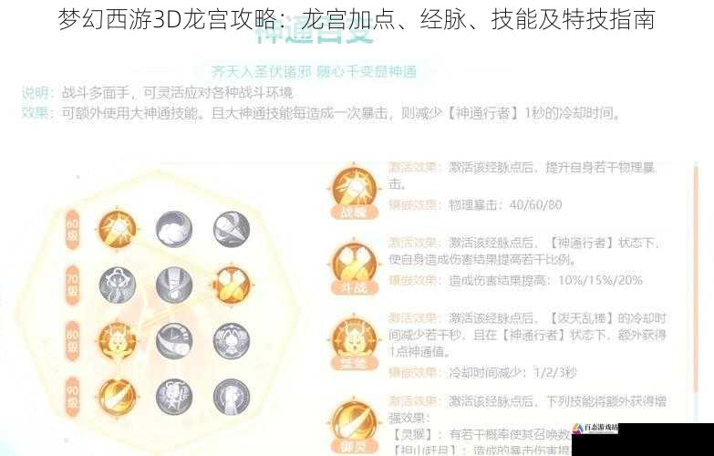 梦幻西游 3D 龙宫攻略：龙宫加点、经脉、技能及特技指南