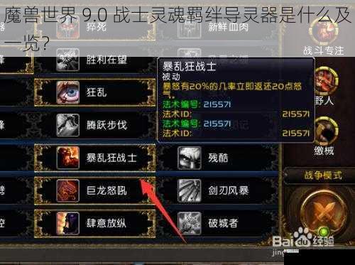 魔兽世界 9.0 战士灵魂羁绊导灵器是什么及一览？