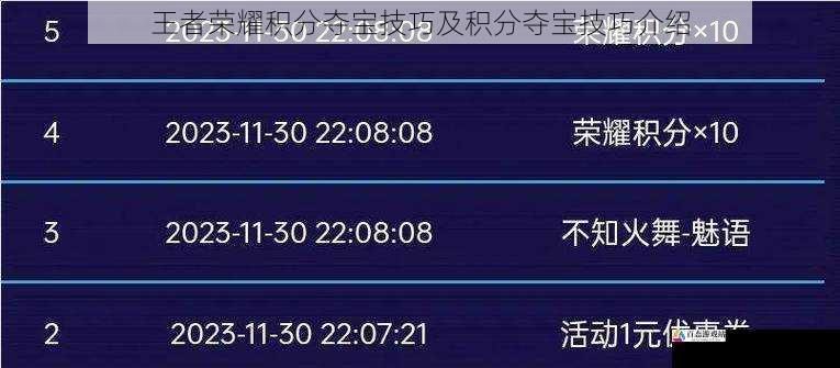 王者荣耀积分夺宝技巧及积分夺宝技巧介绍