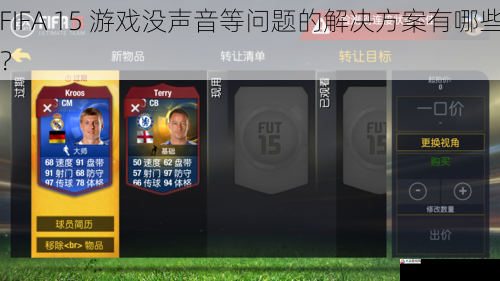 FIFA 15 游戏没声音等问题的解决方案有哪些？