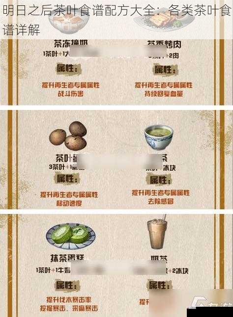 明日之后茶叶食谱配方大全：各类茶叶食谱详解