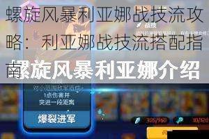 螺旋风暴利亚娜战技流攻略：利亚娜战技流搭配指南