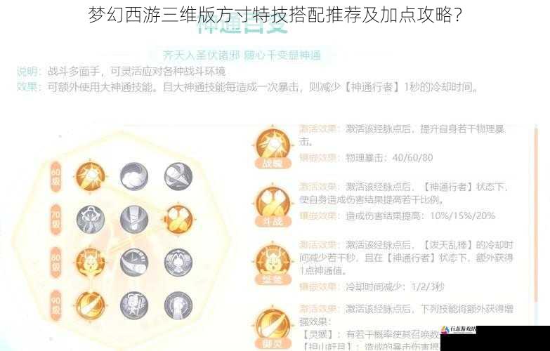 梦幻西游三维版方寸特技搭配推荐及加点攻略？