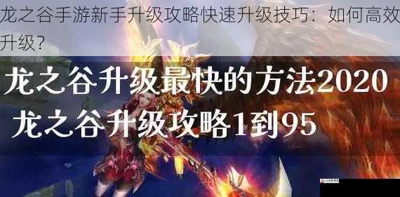 龙之谷手游新手升级攻略快速升级技巧：如何高效升级？