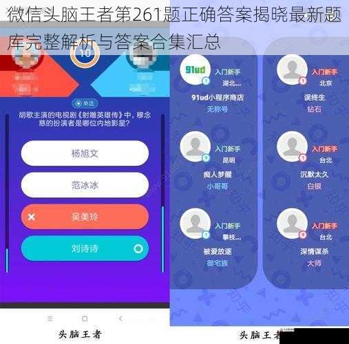 微信头脑王者第261题正确答案揭晓最新题库完整解析与答案合集汇总