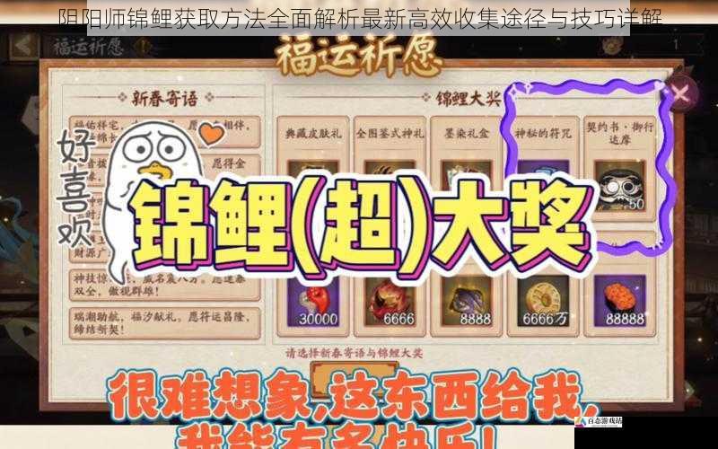 阴阳师锦鲤获取方法全面解析最新高效收集途径与技巧详解