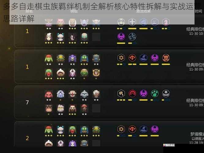多多自走棋虫族羁绊机制全解析核心特性拆解与实战运营思路详解