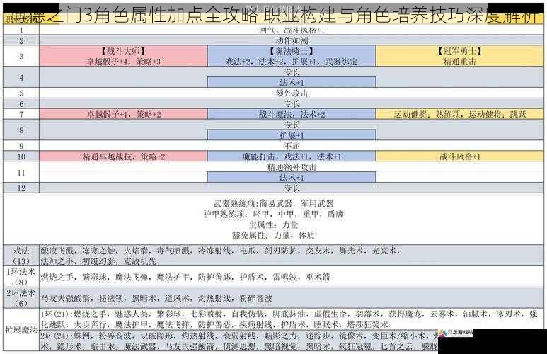 博德之门3角色属性加点全攻略 职业构建与角色培养技巧深度解析