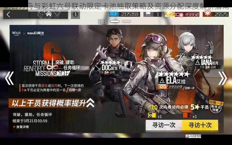 明日方舟与彩虹六号联动限定卡池抽取策略及资源分配深度解析指南