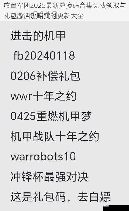 放置军团2025最新兑换码合集免费领取与礼包激活攻略实时更新大全