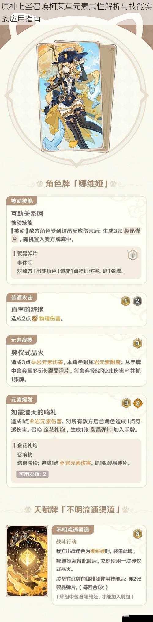 原神七圣召唤柯莱草元素属性解析与技能实战应用指南